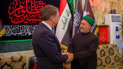 لبحث آفاق التعاون المشترك.. نائب الأمين العام للعتبة الحسينية يستقبل السفير الفرنسي لدى العراق